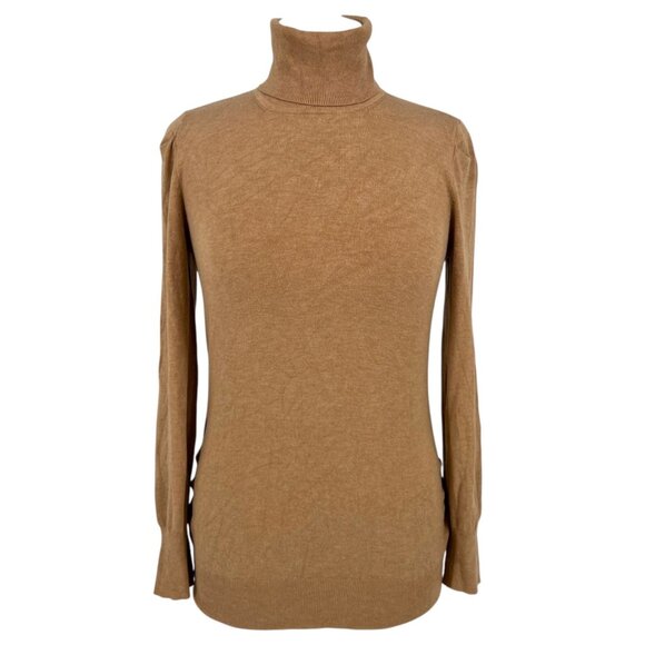 Escada Sport Camel Brown Turtleneck Gathered Detail Sweater Size Small - Picture 1 of 12